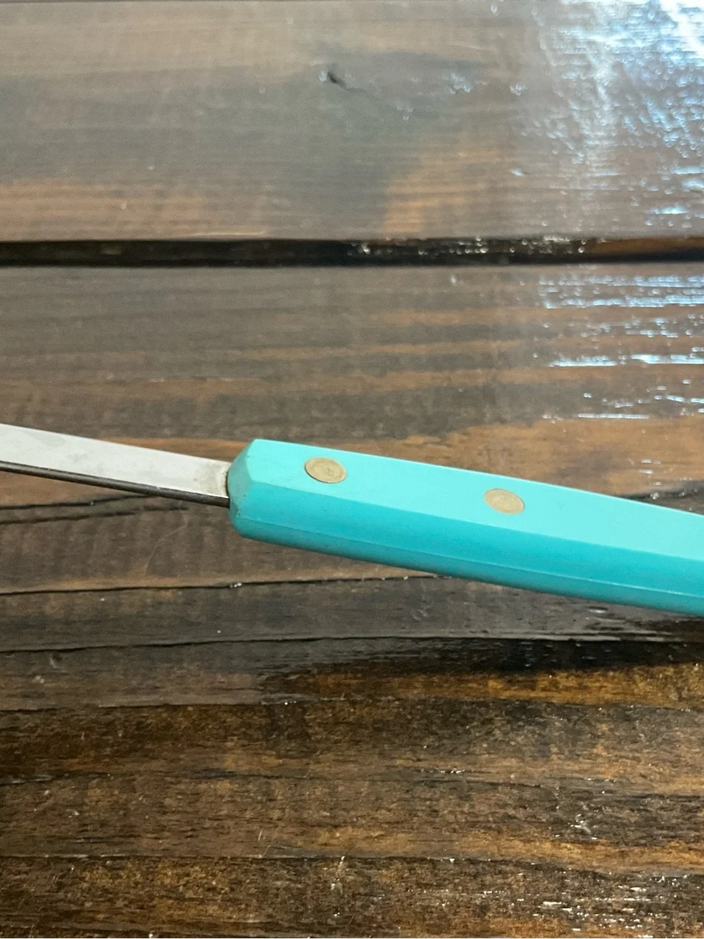 Vintage EKCO Forge Stainless Steel Ladle with Turquoise Blue Handle MCM